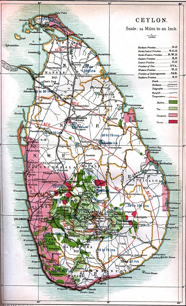 Mapa de Sri Lanka 1914