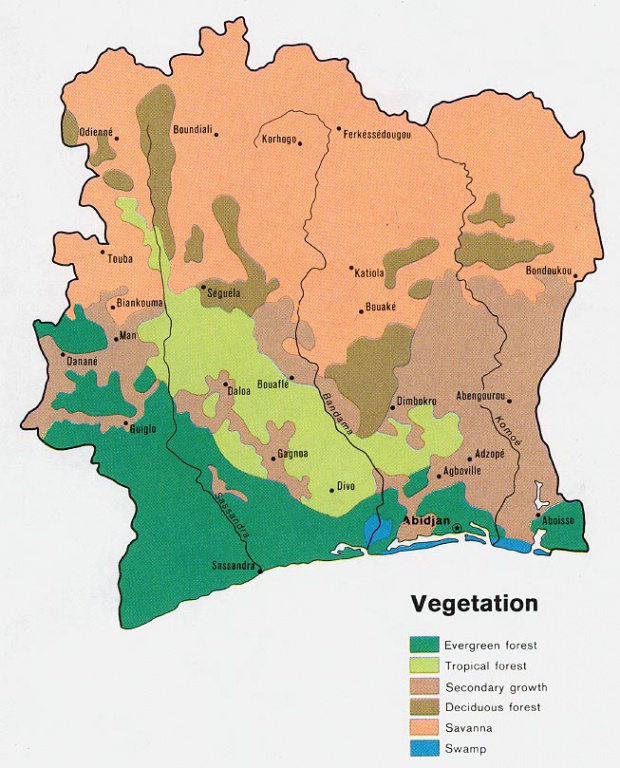 Mapa de Vegetación de Côte d'Ivoire