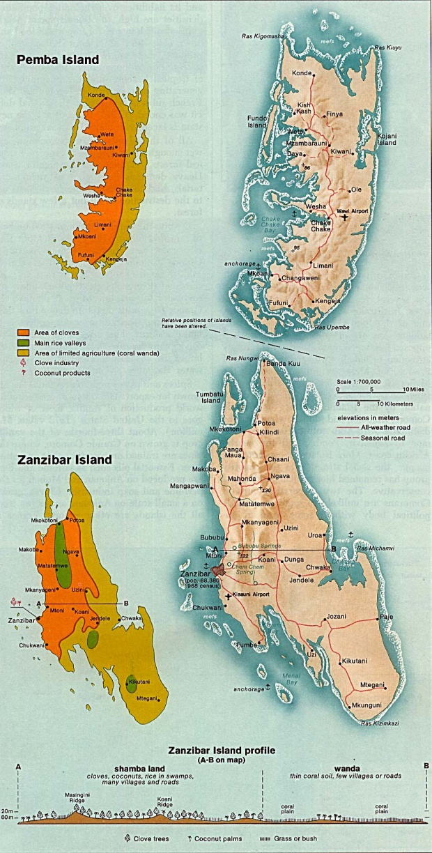 Mapa de Zanzibar y de la Isla de Pemba