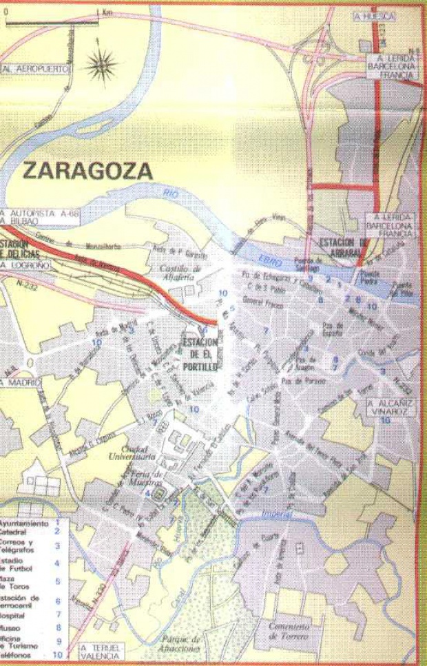 Mapa de Zaragoza, España