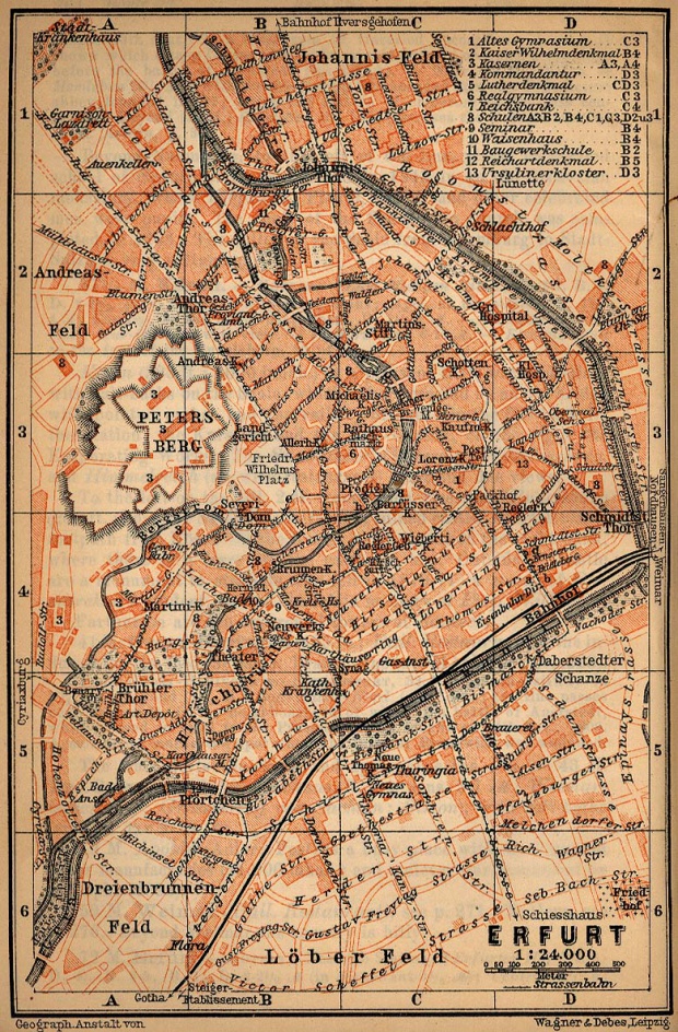 Mapa de Érfurt, Alemania 1910