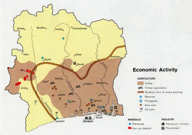 Mapa de la Actividad Económica de Côte d'Ivoire