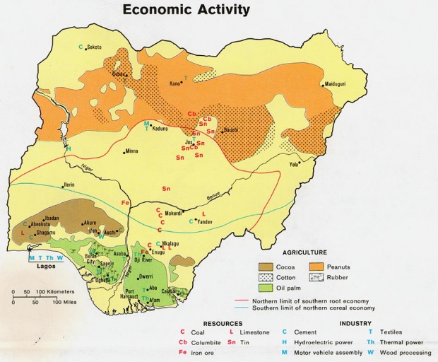 Mapa de la Actividad Económica de Nigeria