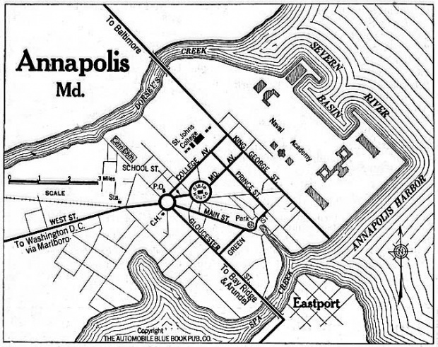 Mapa de la Ciudad de Annapolis, Maryland, Estados Unidos 1920