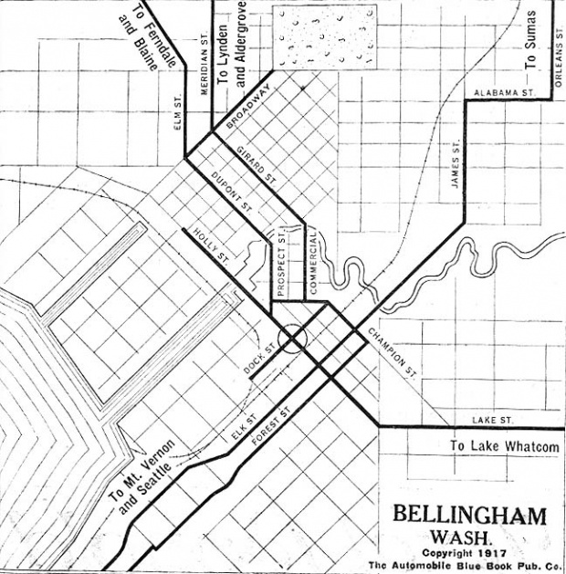 Mapa de la Ciudad de Bellingham, Washington, Estados Unidos 1917