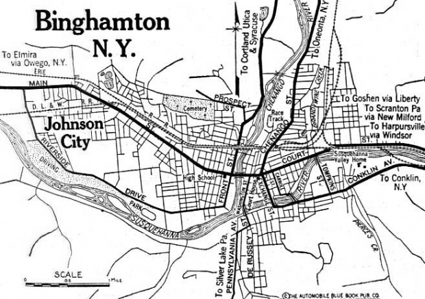 Mapa de la Ciudad de Binghamton, Nueva York, Estados Unidos 1920