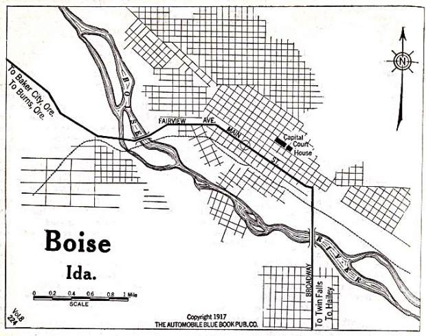 Mapa de la Ciudad de Boise, Idaho, Estados Unidos 1917