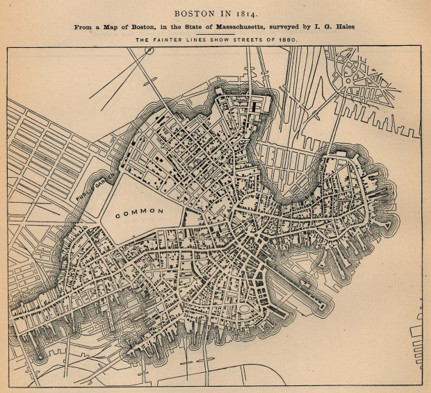 Mapa de la Ciudad de Boston, Massachusetts, Estados Unidos 1814
