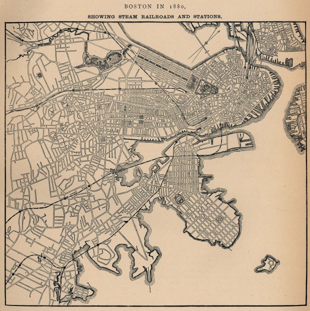 Mapa de la Ciudad de Boston, Massachusetts, Estados Unidos 1880