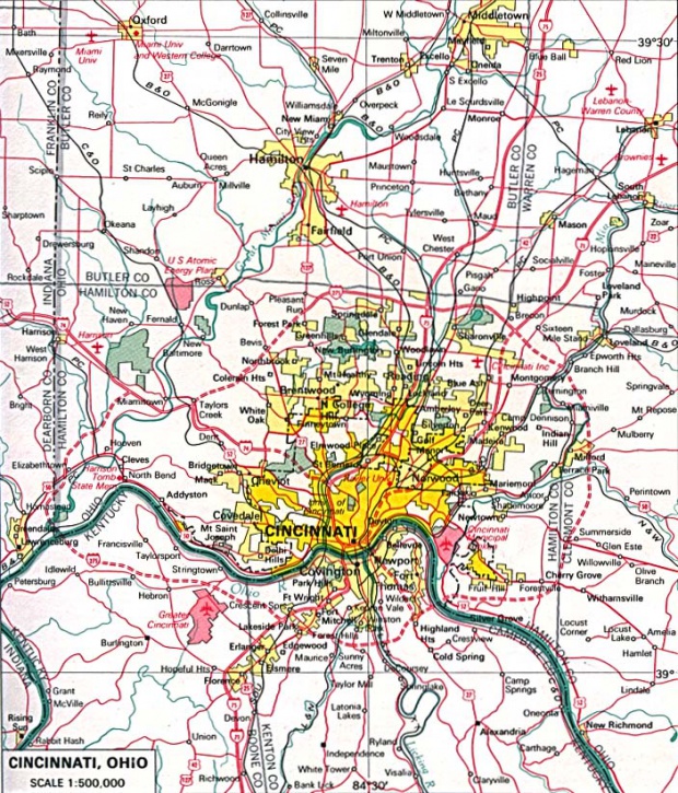 Mapa de la Ciudad de Cincinnati, Ohio, Estados Unidos