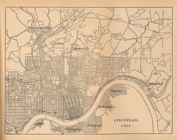 Mapa de la Ciudad de Cincinnati, Ohio, Estados Unidos 1880