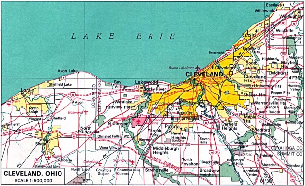Mapa de la Ciudad de Clevely, Ohio, Estados Unidos