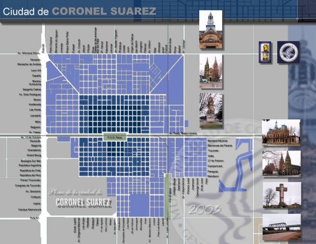 Mapa de la Ciudad de Coronel Suárez, Prov. Buenos Aires, Argentina