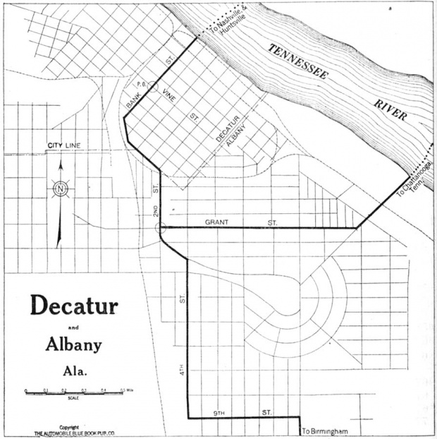 Mapa de la Ciudad de Decatur, Alabama, Estados Unidos 1919