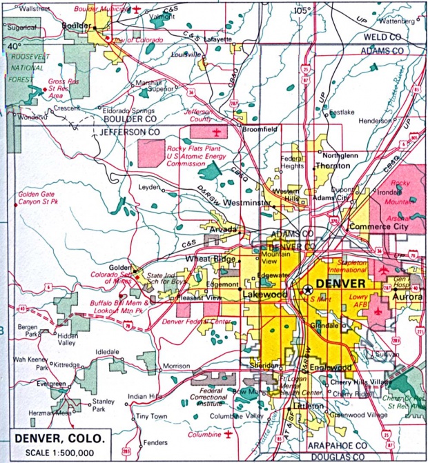 Mapa de la Ciudad de Denver, Colorado, Estados Unidos