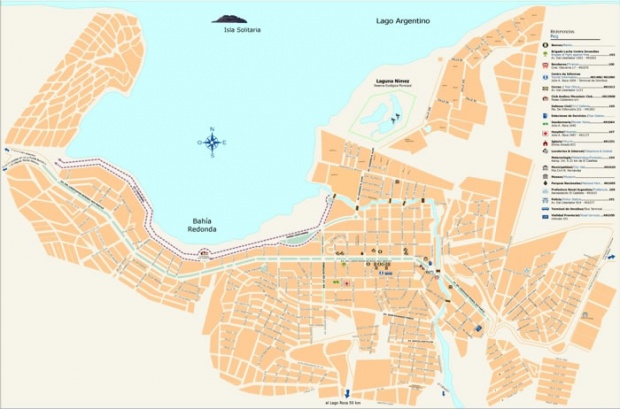 Mapa de la Ciudad de El Calafate, Prov. Santa Cruz, Argentina