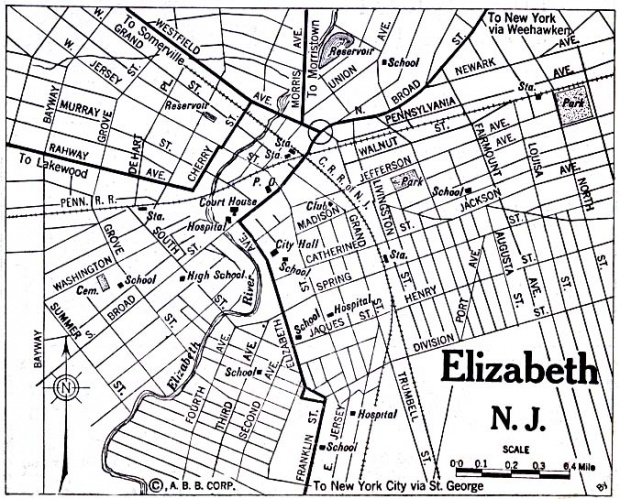 Mapas Politico De Elizabeth   T Mapa De La Ciudad De Elizabeth Nueva Jersey Estados Unidos 1920 10737 