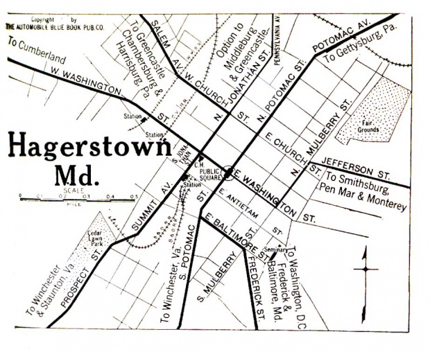 Mapa de la Ciudad de Hagerstown, Maryland, Estados Unidos 1920