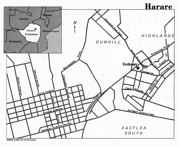 Mapa de la Ciudad de Harare, Zimbabue