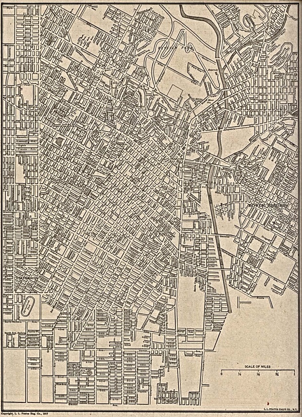 Mapa de la Ciudad de Los Angeles (Centro), California, Estados Unidos 1917