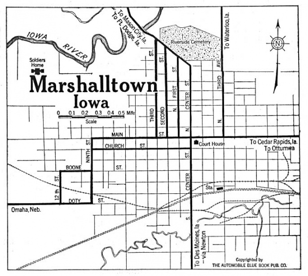 Mapa de la Ciudad de Marshalltown, Iowa, Estados Unidos 1919