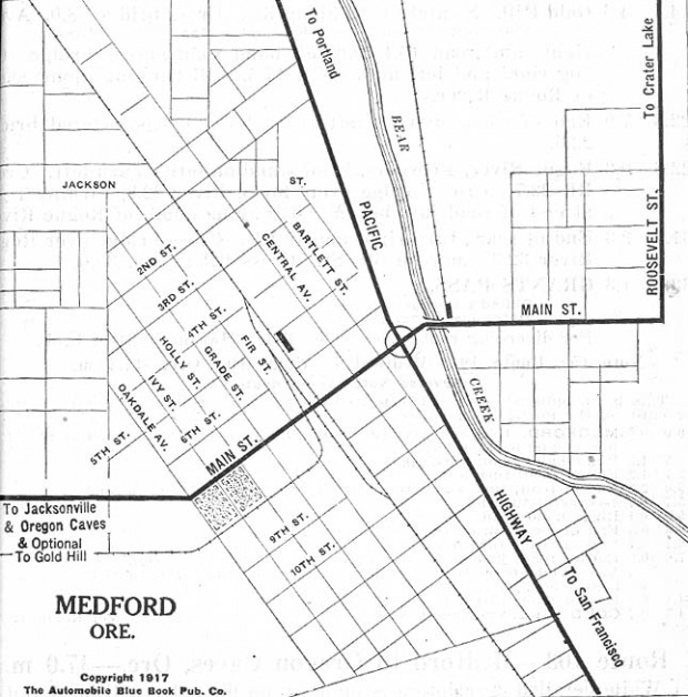 Mapa de la Ciudad de Medford, Oregón, Estados Unidos 1917