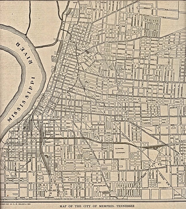 Mapa de la Ciudad de Memphis, Tennessee, Estados Unidos 1911