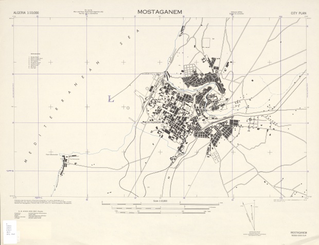 Mapa de la Ciudad de Mostaganem, Argelia 1942