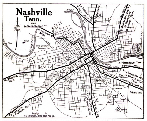 Mapa de la Ciudad de Nashville, Tennessee, Estados Unidos 1919