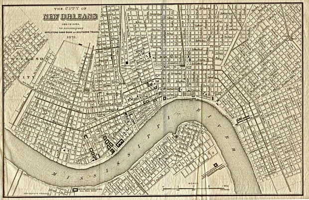 Mapa de la Ciudad de Nueva Orleans, Luisiana, Estados Unidos 1873