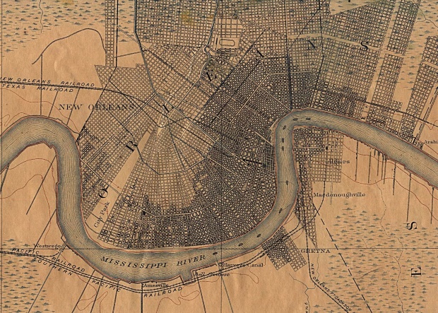 Mapa de la Ciudad de Nueva Orleans, Luisiana, Estados Unidos 1891