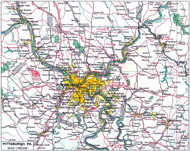 Mapa de la Ciudad de Pittsburgh, Pensilvania, Estados Unidos
