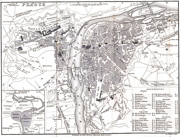 Mapa de la Ciudad de Praga 1858