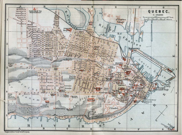 Mapa de la Ciudad de Quebec, Canadá 1894