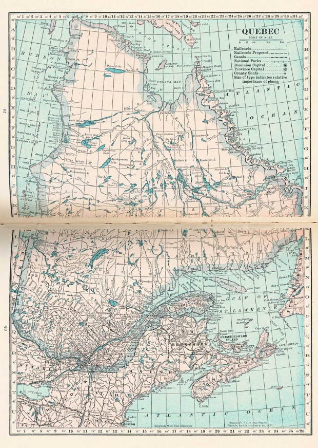 Mapa de la Ciudad de Quebec, Canadá 1921