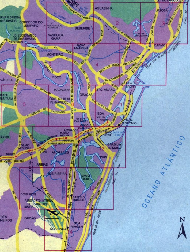 Mapa de la Ciudad de Recife, Brasil
