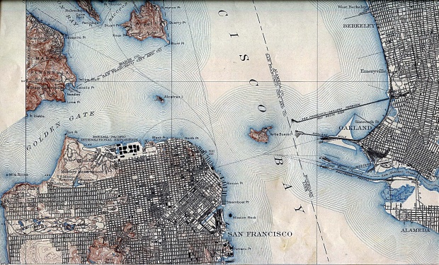 Mapa de la Ciudad de San Francisco, California, Estados Unidos 1915