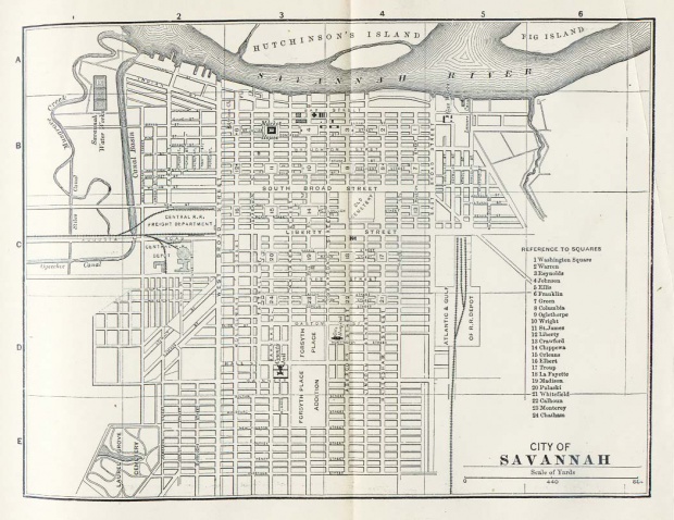 Mapa de la Ciudad de Savannah, Georgia, Estados Unidos 1885