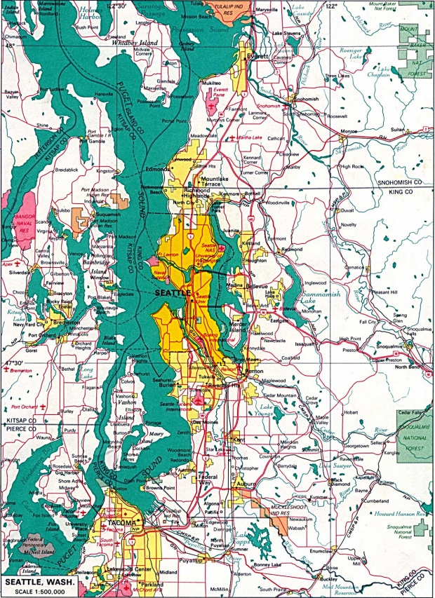 Mapa de la Ciudad de Seattle, Washington, Estados Unidos