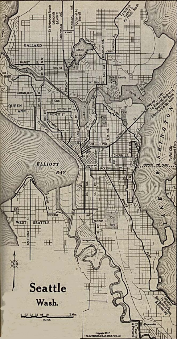 Mapa de la Ciudad de Seattle, Washington, Estados Unidos 1917