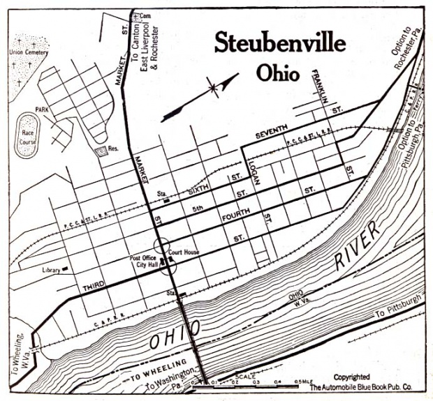 Mapa de la Ciudad de Steubenville, Ohio, Estados Unidos 1920