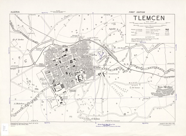Mapa de la Ciudad de Tlemecén, Argelia 1942