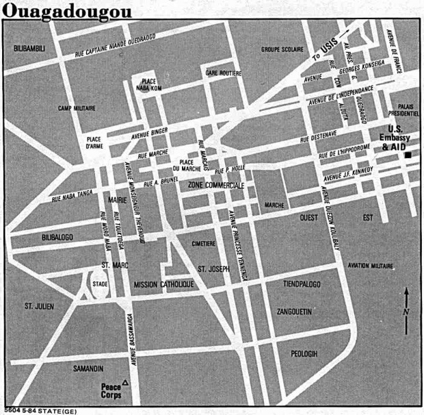 Mapa de la Ciudad de Uagadugú, Burkina Faso