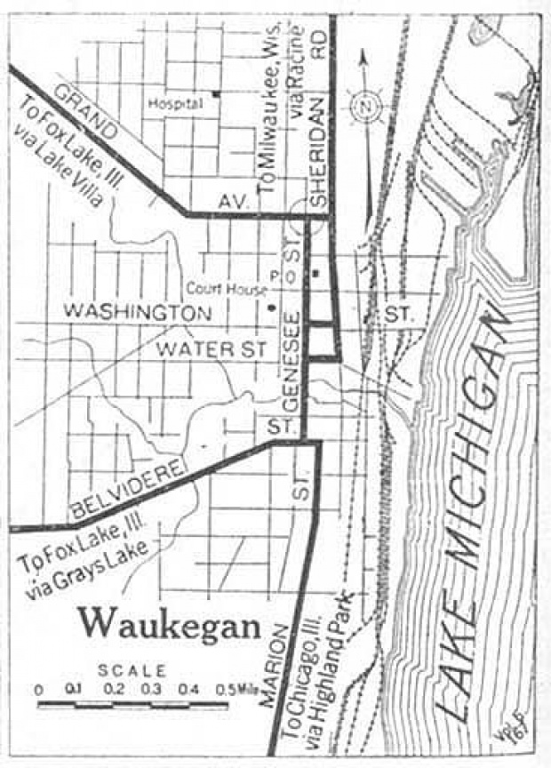 Mapa de la Ciudad de Waukegan, Illinois, Estados Unidos 1920