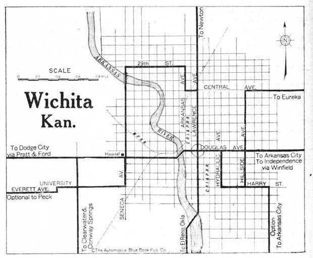 Mapa de la Ciudad de Wichita, Kansas, Estados Unidos 1920