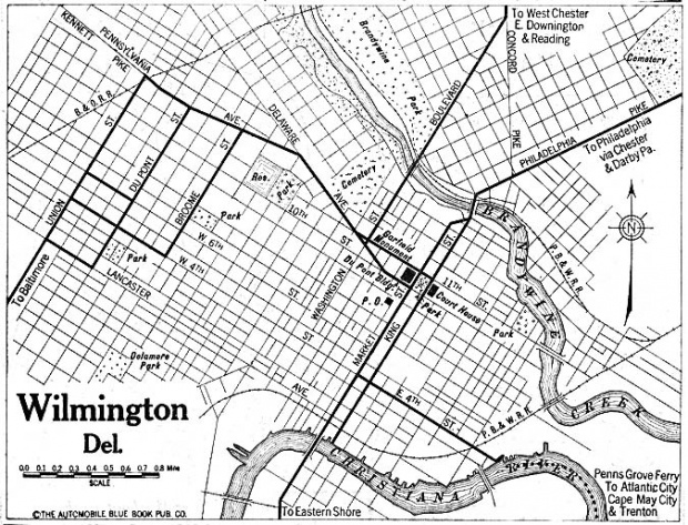 Mapa de la Ciudad de Wilmington, Delaware, Estados Unidos 1920