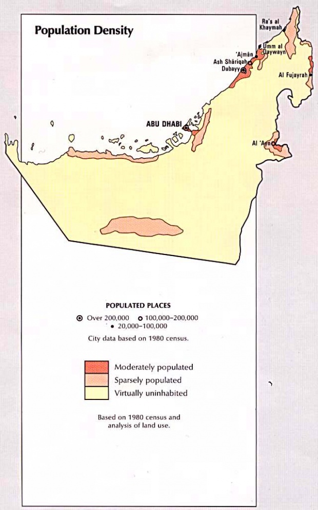 Mapa de la Densidad Poblacional de Emiratos Árabes Unidos