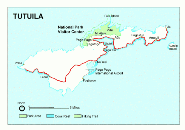 Mapa de la Isla de Tutuila, Samoa Americana