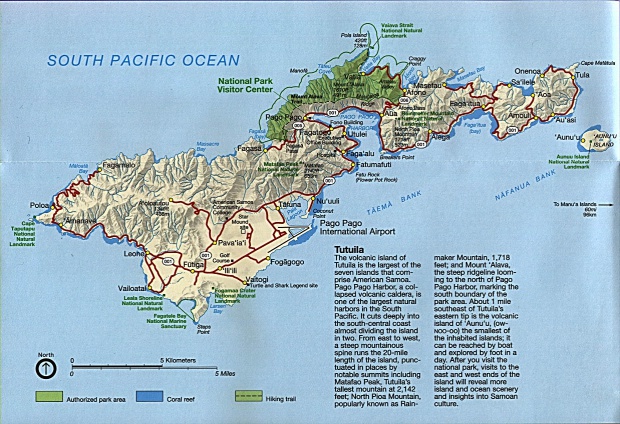 Mapa de la Isla de Tutuila, Samoa Americana