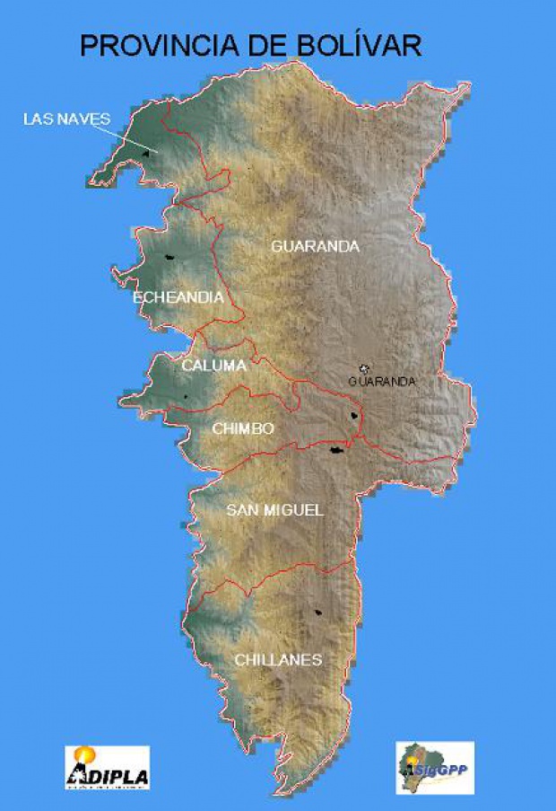 Mapa de la Provincia de Bolívar, Ecuador